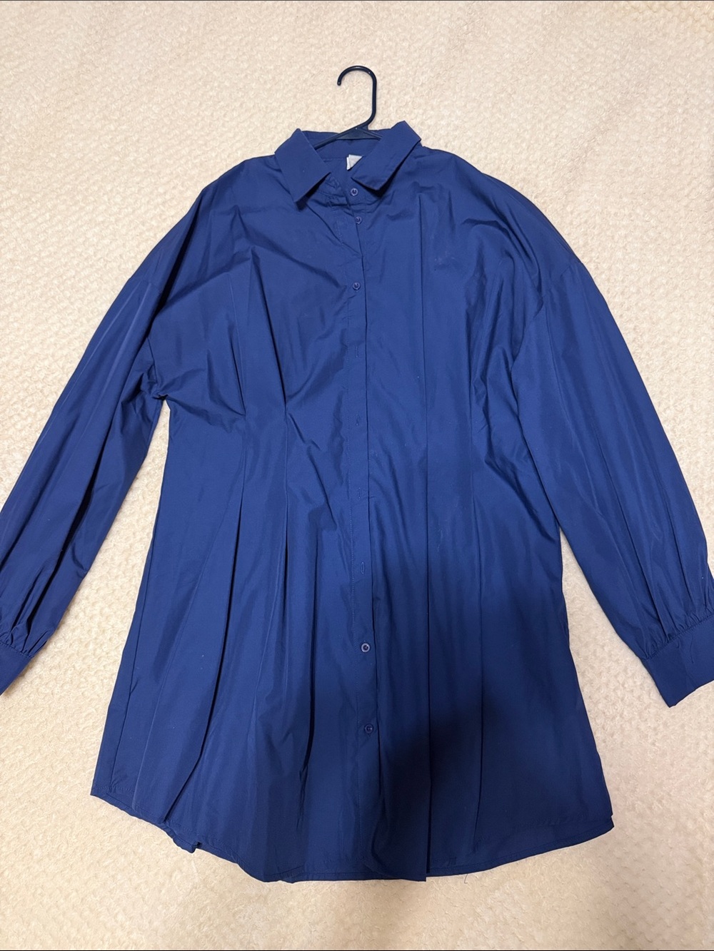 Navy blue pleated mini dress